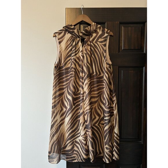 London Times Zebra Print Shimmer Dress Size 16 – Bold Statement Midi Night-Out C - Picture 2 of 10